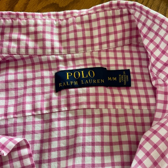 Polo Ralph Lauren Pink/White Check, Long Sleeve Men’s Shirt, Sz M - Picture 8 of 9